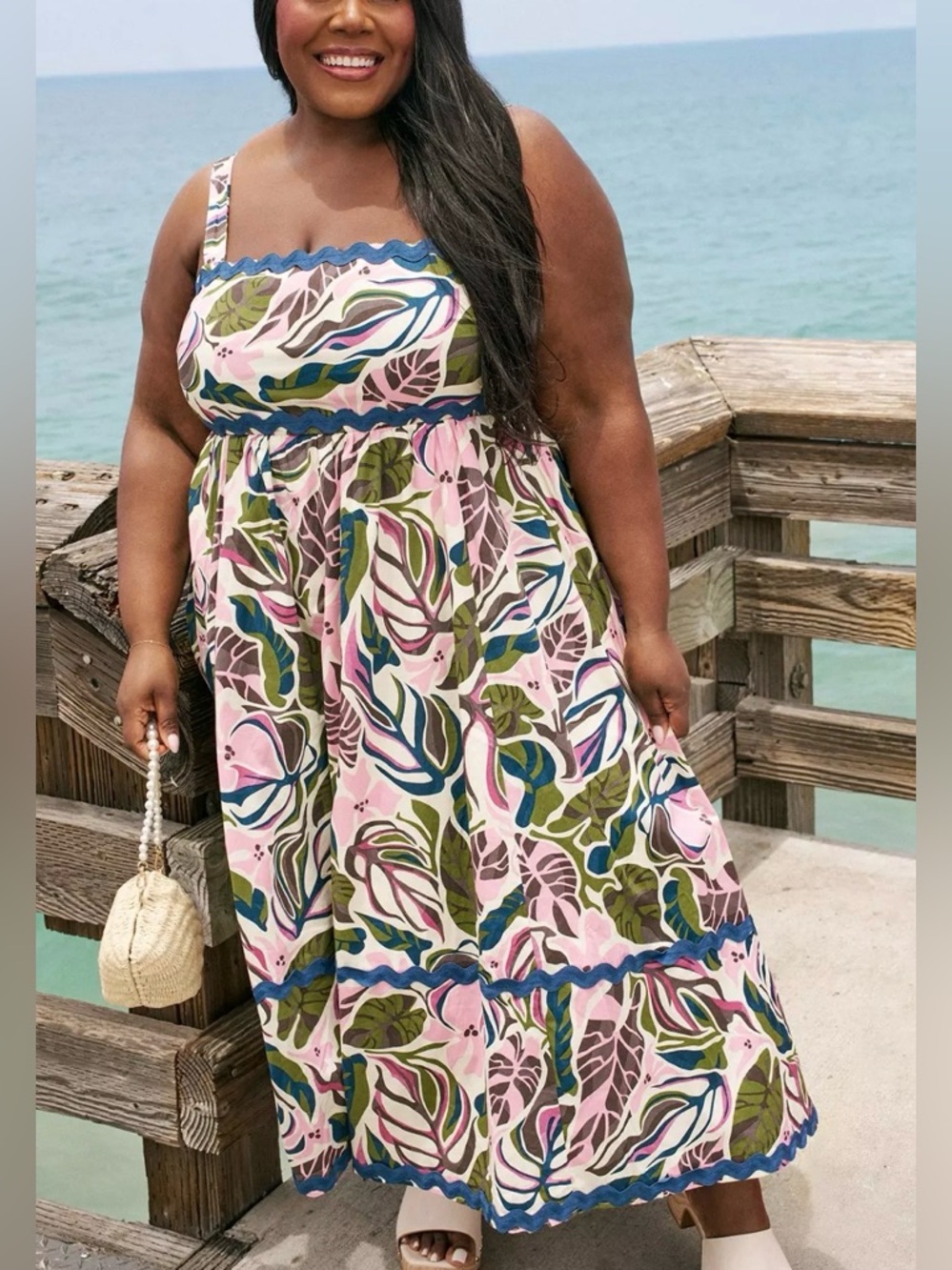 Belle isle Torrid Maxi Babydoll Poplin Sundress w tropical print Size 3X